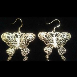 Vintage 90s, Silver Butterfly Earrings